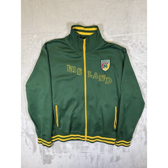 Dublin Ireland Point Zero Souvenir Full Zip Up Track Jacket Green Athleisure Lg - Picture 1 of 7